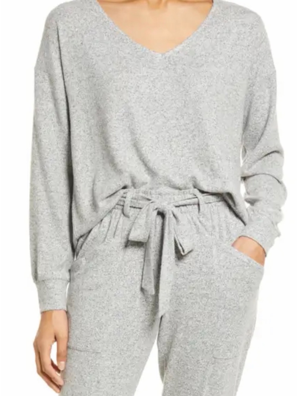 Nordstrom Women's V‑Neck Lounge Set in Light Gray